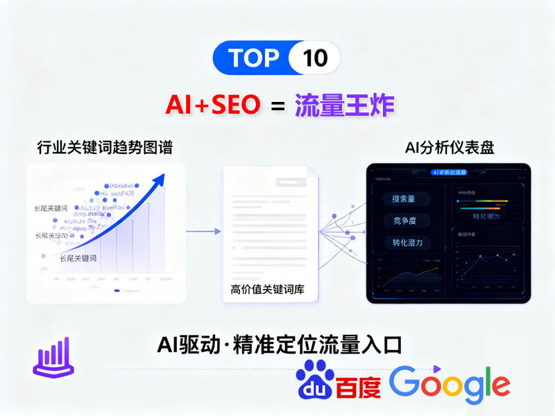AI SEO服務(wù)展示，人工智能輔助SEO優(yōu)化的界面示意圖